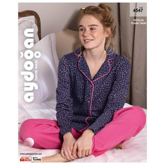 Aydoğan Kadın İnterlok Uzun Kollu Pijama Takımı 4547 Aydoğan Kadın İnterlok Uzun Kollu Pijama Takımı 4547