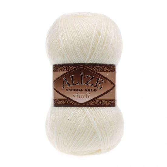 Alize Angora Gold Simli Krem El Örgü İpi 01 Alize Angora Gold Simli Krem El Örgü İpi 01