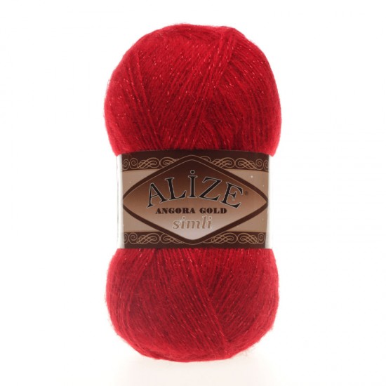 Alize Angora Gold Simli Kırmızı El Örgü İpi 106 Alize Angora Gold Simli Kırmızı El Örgü İpi 106