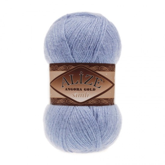 Alize Angora Gold Simli Mavi El Örgü İpi 40 Alize Angora Gold Simli Mavi El Örgü İpi 40