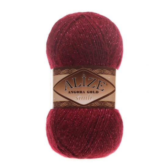 Alize Angora Gold Simli Bordo El Örgü İpi 57 Alize Angora Gold Simli Bordo El Örgü İpi 57
