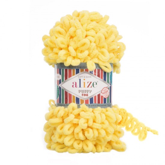 Alize Puffy Fine Sarı El Örgü İpi 113 Alize Puffy Fine Sarı El Örgü İpi 113