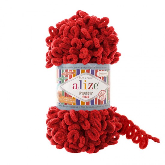 Alize Puffy Fine Kırmızı El Örgü İpi 56 Alize Puffy Fine Kırmızı El Örgü İpi 56