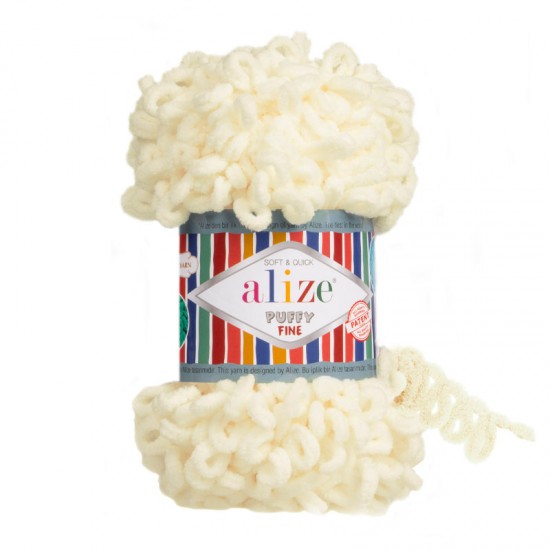 Alize Puffy Fine Açık Krem El Örgü İpi 62 Alize Puffy Fine Açık Krem El Örgü İpi 62