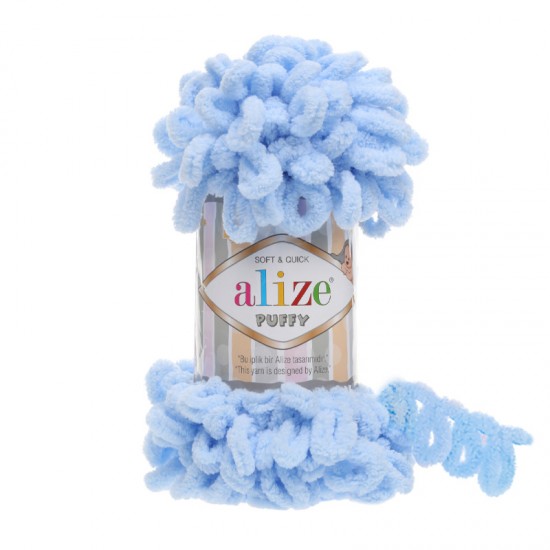 Alize Puffy Açık Mavi El Örgü İpi 183 Alize Puffy Açık Mavi El Örgü İpi 183