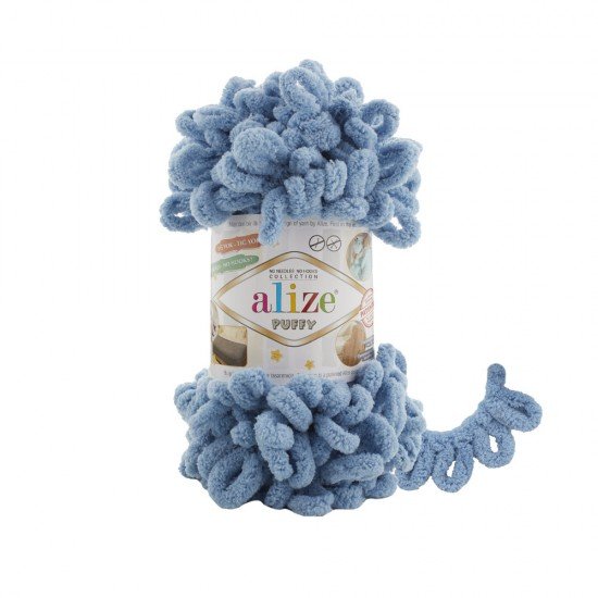 Alize Puffy Orta Mavi El Örgü İpi 280 Alize Puffy Orta Mavi El Örgü İpi 280