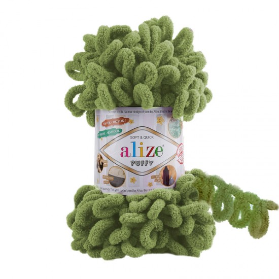 Alize Puffy Kaplumbağa Yeşili El Örgü İpi 485 Alize Puffy Kaplumbağa Yeşili El Örgü İpi 485
