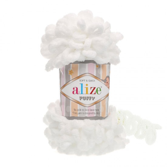 Alize Puffy Beyaz El Örgü İpi 55 Alize Puffy Beyaz El Örgü İpi 55