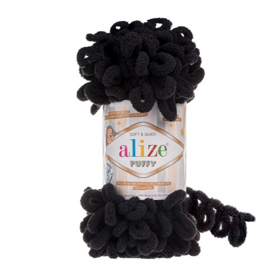 Alize Puffy Siyah El Örgü İpi 60 Alize Puffy Siyah El Örgü İpi 60