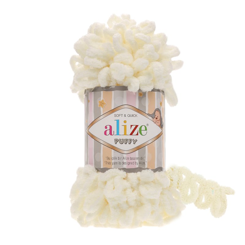 Alize Puffy Açık Krem El Örgü İpi 62 Alize Puffy Açık Krem El Örgü İpi 62