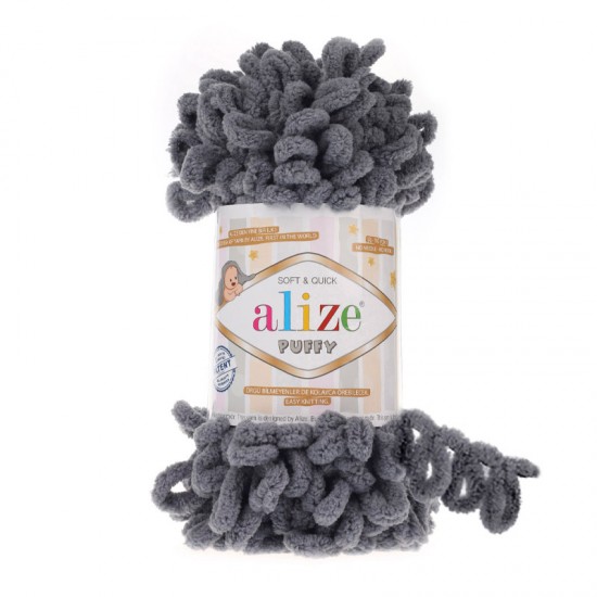 Alize Puffy Koyu Gri El Örgü İpi 87 Alize Puffy Koyu Gri El Örgü İpi 87