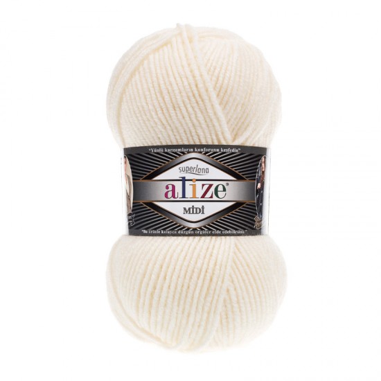 Alize Superlana Midi Krem El Örgü İpi 62 Alize Superlana Midi Krem El Örgü İpi 62