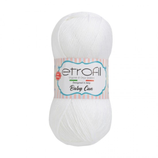 Etrofil Baby Can Beyaz El Örgü İpi 80001 Etrofil Baby Can Beyaz El Örgü İpi 80001