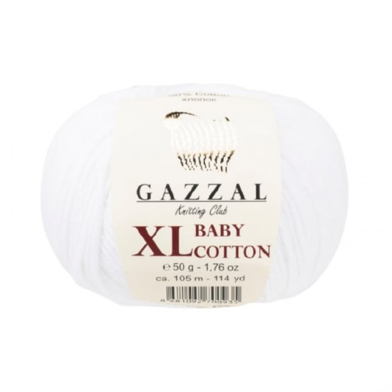 Gazzal Baby Cotton XL Beyaz El Örgü İpi 3432 Gazzal Baby Cotton XL Beyaz El Örgü İpi 3432