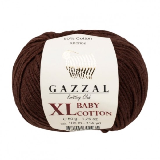 Gazzal Baby Cotton XL Kahverengi El Örgü İpi 3436 Gazzal Baby Cotton XL Kahverengi El Örgü İpi 3436