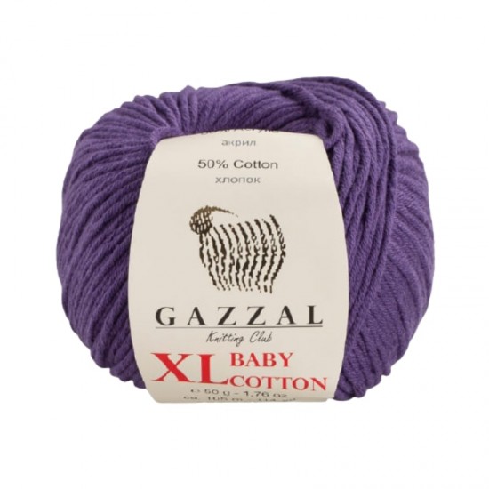 Gazzal Baby Cotton XL Mor El Örgü İpi 3440 Gazzal Baby Cotton XL Mor El Örgü İpi 3440