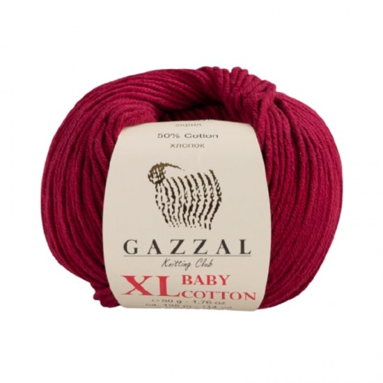 Gazzal Baby Cotton XL Bordo El Örgü İpi 3442 Gazzal Baby Cotton XL Bordo El Örgü İpi 3442