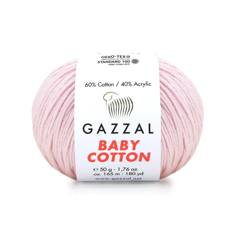 Gazzal Baby Cotton Açık Pembe El Örgü İpi 3411 Gazzal Baby Cotton Açık Pembe El Örgü İpi 3411