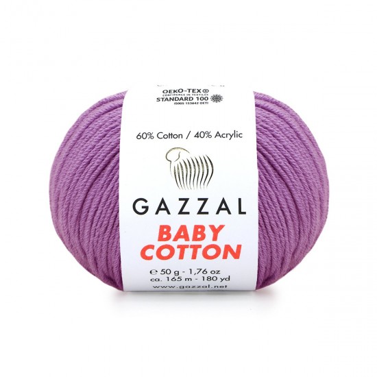 Gazzal Baby Cotton Lila El Örgü İpi 3414 Gazzal Baby Cotton Lila El Örgü İpi 3414