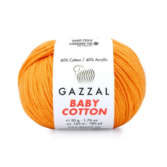 Gazzal Baby Cotton Açık Turuncu El Örgü İpi 3416 Gazzal Baby Cotton Açık Turuncu El Örgü İpi 3416