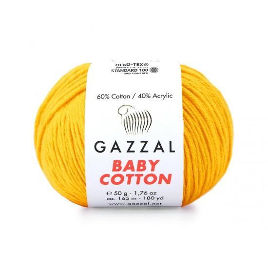 Gazzal Baby Cotton Sarı El Örgü İpi 3417 Gazzal Baby Cotton Sarı El Örgü İpi 3417