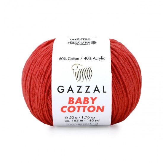 Gazzal Baby Cotton Açık Kırmızı El Örgü İpi 3418 Gazzal Baby Cotton Açık Kırmızı El Örgü İpi 3418