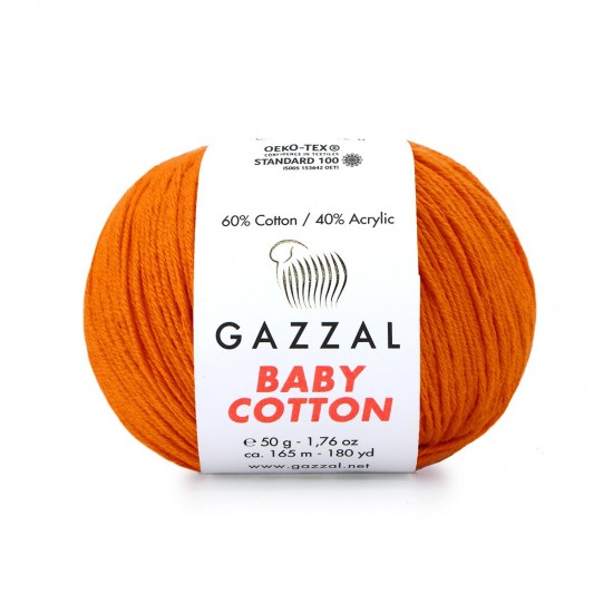 Gazzal Baby Cotton Turuncu El Örgü İpi 3419