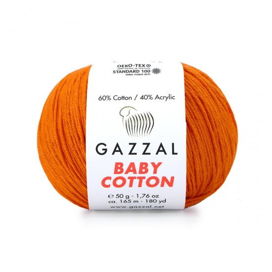 Gazzal Baby Cotton Turuncu El Örgü İpi 3419 Gazzal Baby Cotton Turuncu El Örgü İpi 3419