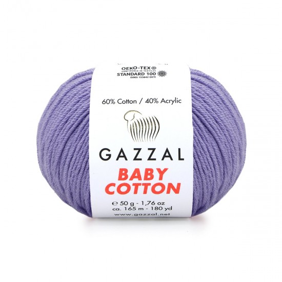 Gazzal Baby Cotton Açık Lila El Örgü İpi 3420 Gazzal Baby Cotton Açık Lila El Örgü İpi 3420