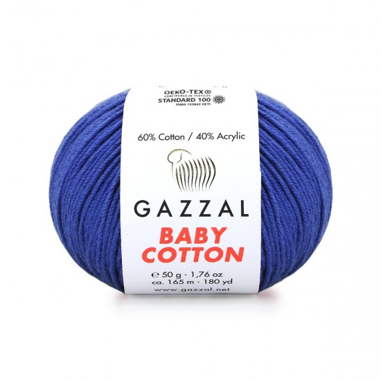 Gazzal Baby Cotton Saks Mavi El Örgü İpi 3421