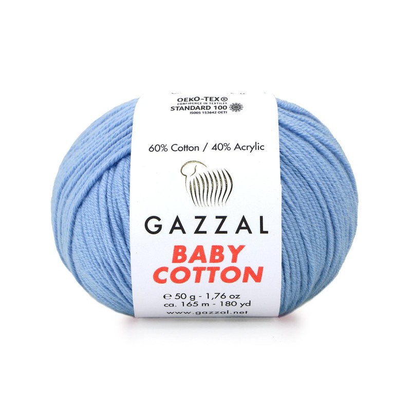 Gazzal Baby Cotton Açık Mavi El Örgü İpi 3423 Gazzal Baby Cotton Açık Mavi El Örgü İpi 3423