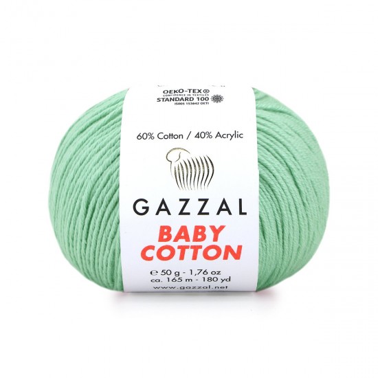 Gazzal Baby Cotton Su Yeşili El Örgü İpi 3425 Gazzal Baby Cotton Su Yeşili El Örgü İpi 3425