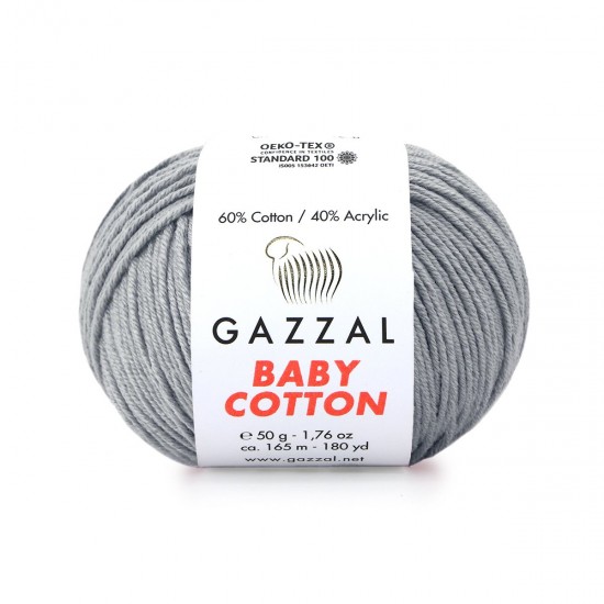 Gazzal Baby Cotton Gri El Örgü İpi 3430