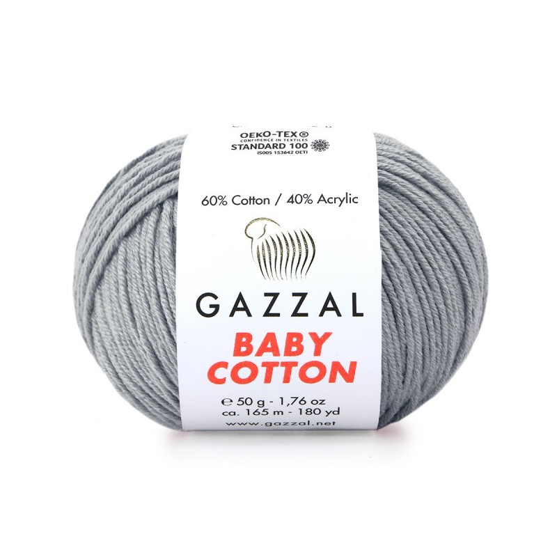 Gazzal Baby Cotton Gri El Örgü İpi 3430