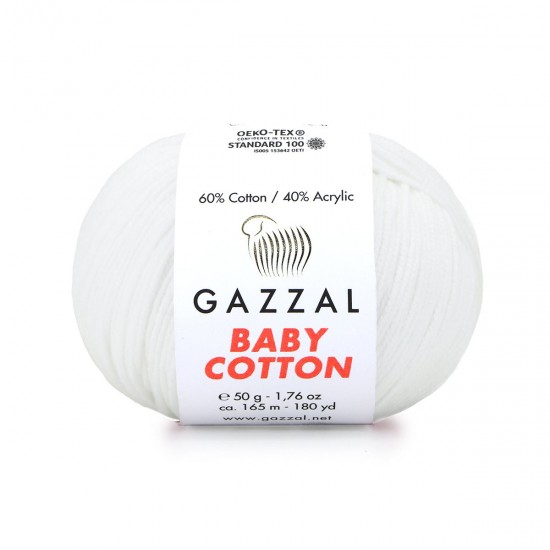 Gazzal Baby Cotton Beyaz El Örgü İpi 3432