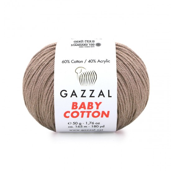 Gazzal Baby Cotton Açık Kahve El Örgü İpi 3434 Gazzal Baby Cotton Açık Kahve El Örgü İpi 3434