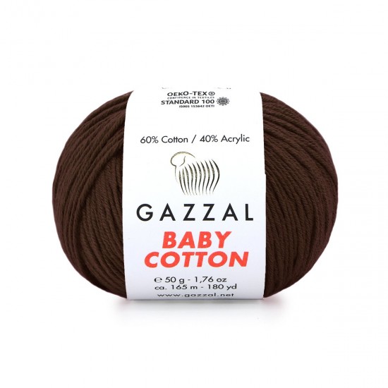 Gazzal Baby Cotton Kahverengi El Örgü İpi 3436 Gazzal Baby Cotton Kahverengi El Örgü İpi 3436
