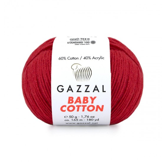 Gazzal Baby Cotton Orta Kırmızı El Örgü İpi 3439 Gazzal Baby Cotton Orta Kırmızı El Örgü İpi 3439