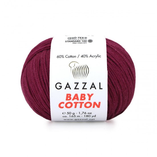 Gazzal Baby Cotton Bordo El Örgü İpi 3442