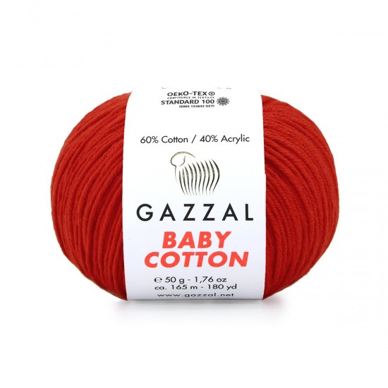 Gazzal Baby Cotton Kırmızı El Örgü İpi 3443 Gazzal Baby Cotton Kırmızı El Örgü İpi 3443