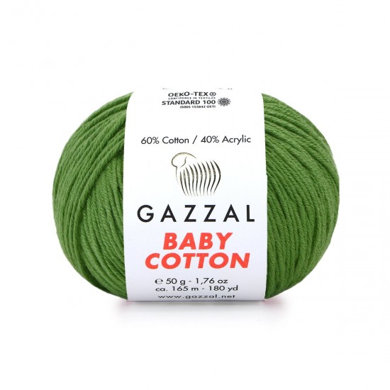 Gazzal Baby Cotton Orta Yeşil El Örgü İpi 3449