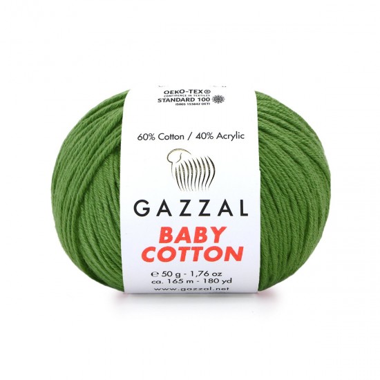 Gazzal Baby Cotton Orta Yeşil El Örgü İpi 3449 Gazzal Baby Cotton Orta Yeşil El Örgü İpi 3449