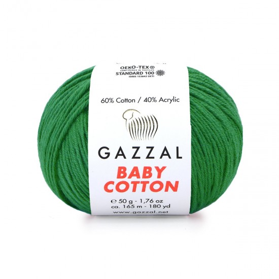 Gazzal Baby Cotton Koyu Yeşil El Örgü İpi 3456 Gazzal Baby Cotton Koyu Yeşil El Örgü İpi 3456