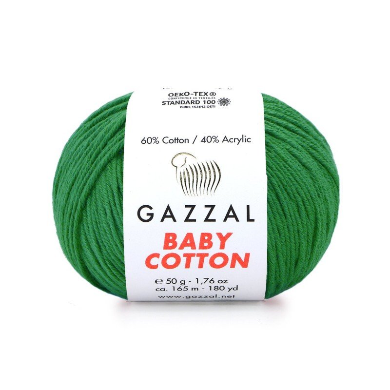 Gazzal Baby Cotton Koyu Yeşil El Örgü İpi 3456 Gazzal Baby Cotton Koyu Yeşil El Örgü İpi 3456