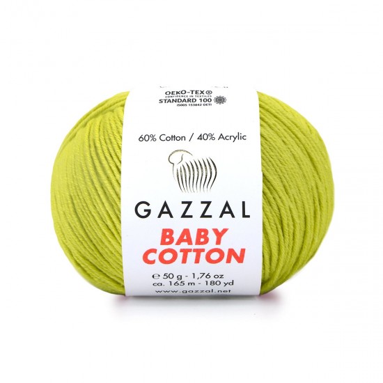 Gazzal Baby Cotton Açık Yeşil El Örgü İpi 3457