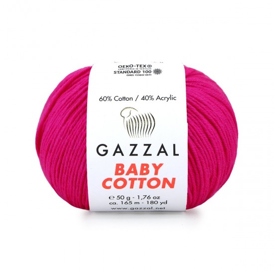 Gazzal Baby Cotton Parlak Fuşya El Örgü İpi 3461 Gazzal Baby Cotton Parlak Fuşya El Örgü İpi 3461