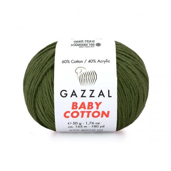 Gazzal Baby Cotton Haki El Örgü İpi 3463