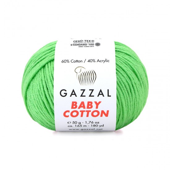 Gazzal Baby Cotton Parlak Yeşil El Örgü İpi 3466