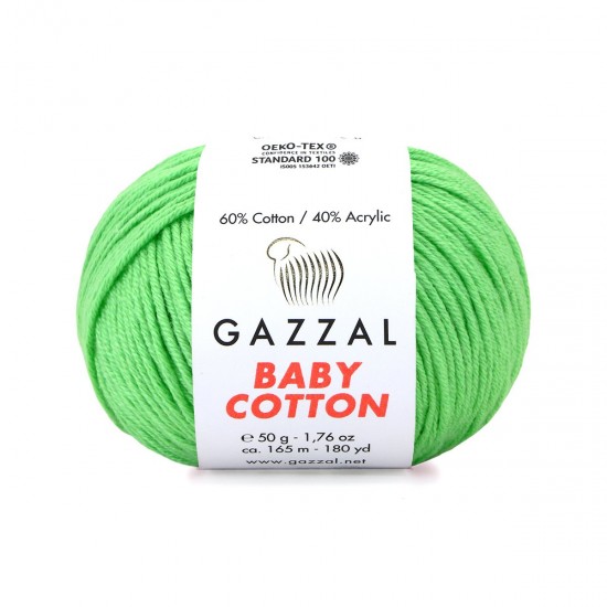 Gazzal Baby Cotton Parlak Yeşil El Örgü İpi 3466 Gazzal Baby Cotton Parlak Yeşil El Örgü İpi 3466