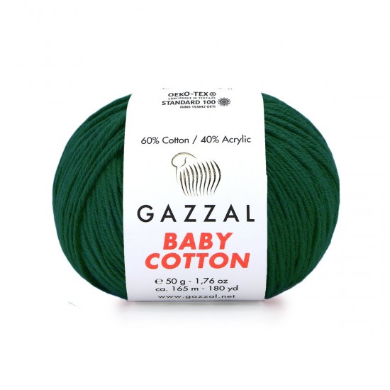 Gazzal Baby Cotton Asker Yeşili El Örgü İpi 3467
